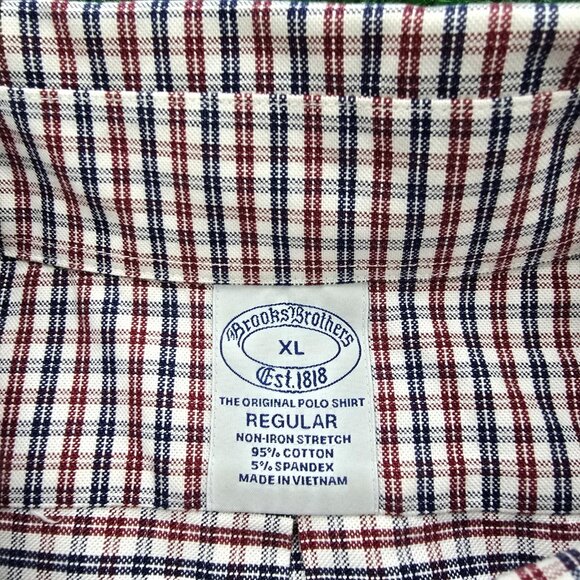 Brooks Brothers Shirt Mens XL Check Button Down‎ Long Sleeve Non-Iron Stretch - Picture 6 of 7